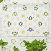 Soft Watercolor Floral Tile Pattern キッチンタオル (折り畳み)