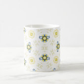 Soft Watercolor Floral Tile Pattern コーヒーマグカップ (中央)