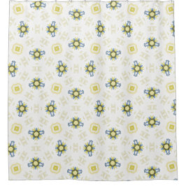 Soft Watercolor Floral Tile Pattern シャワーカーテン