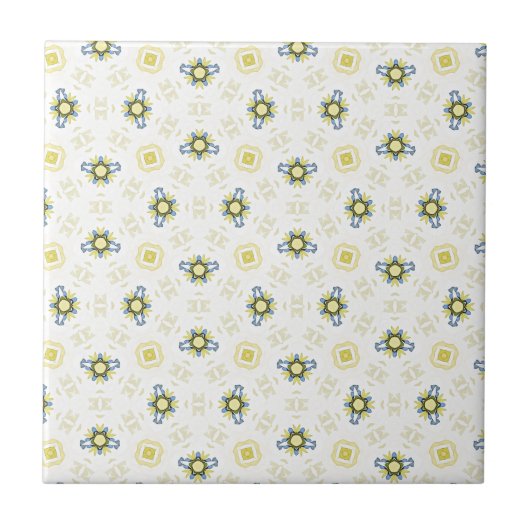Soft Watercolor Floral Tile Pattern タイル (正面)
