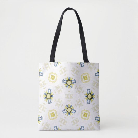 Soft Watercolor Floral Tile Pattern トートバッグ (正面)