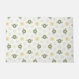Soft Watercolor Floral Tile Pattern ドアマット