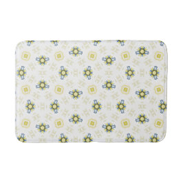 Soft Watercolor Floral Tile Pattern バスマット