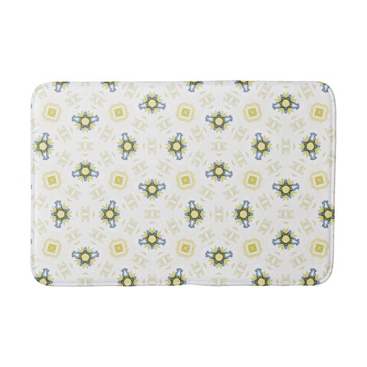 Soft Watercolor Floral Tile Pattern バスマット (正面)