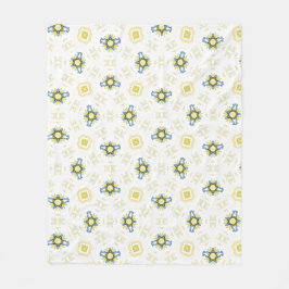 Soft Watercolor Floral Tile Pattern フリースブランケット