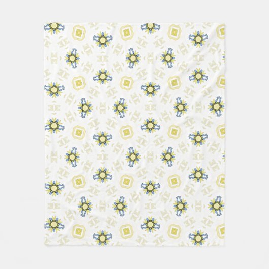 Soft Watercolor Floral Tile Pattern フリースブランケット (正面)
