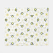Soft Watercolor Floral Tile Pattern フリースブランケット (正面(横))