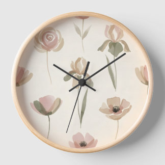 Soft Watercolor Floral Wall Clock 壁時計