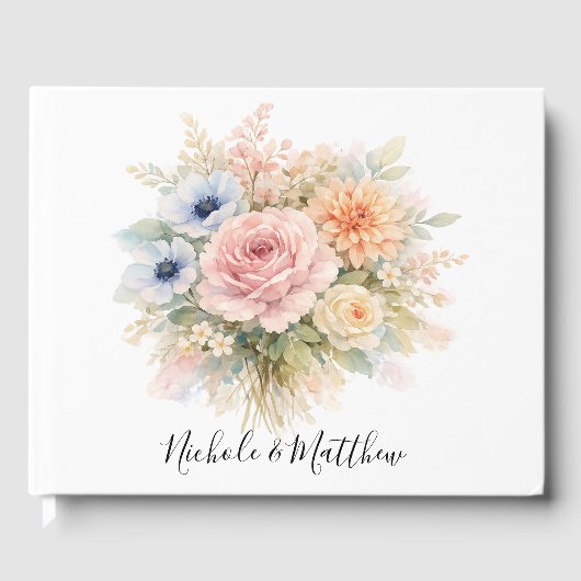 Soft Watercolor Floral Wedding ゲストブック (正面)