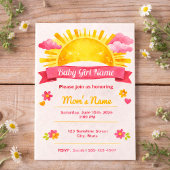 Soft Watercolor Golden Sun Girl Design 招待状
