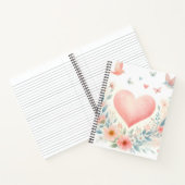 Soft Watercolor Heart Love Flowers Birds ノートブック (内部)