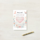 Soft Watercolor Heart Love Flowers Birds ポストイット (デスク上)