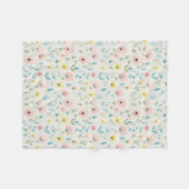 soft watercolor meadow blossoms フリースブランケット (正面(横))