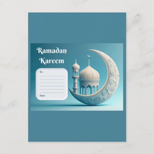 Soft Watercolor Mosque Ramadan Serenity ポストカード (正面)
