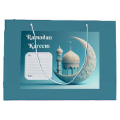 Soft Watercolor Mosque Ramadan Serenity ラージペーパーバッグ (裏面)