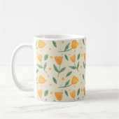 Soft Watercolor Orange Wildflower Seamless Pattern コーヒーマグカップ (左)