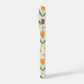 Soft Watercolor Orange Wildflower Seamless Pattern iPhoneケース (左側面)