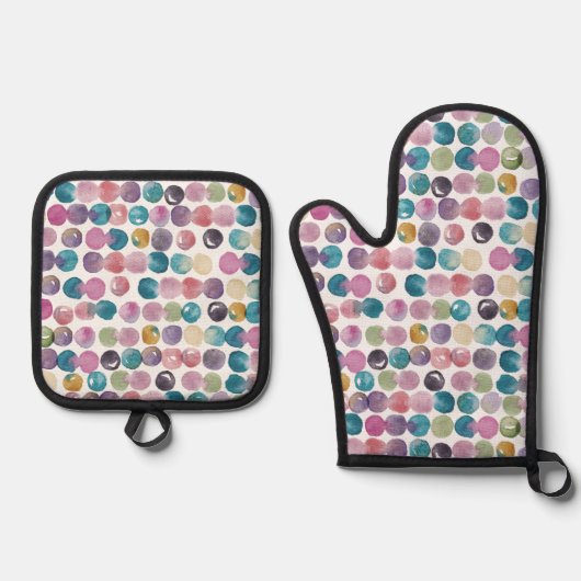 Soft Watercolor Oven Mitt – Modern Artistic  鍋つかみ&鍋敷きセット (正面)