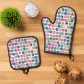 Soft Watercolor Oven Mitt – Modern Artistic  鍋つかみ&鍋敷きセット (トップダウン)