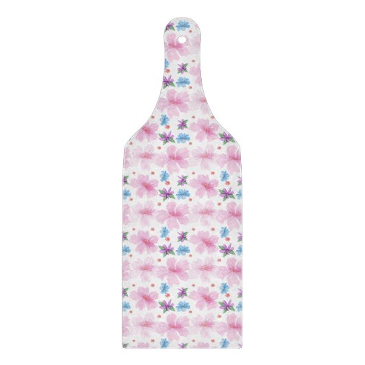 Soft Watercolor Pink Floral Pattern  カッティングボード (正面)