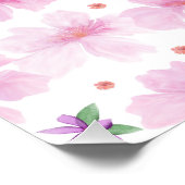 Soft Watercolor Pink Floral Pattern |  ポスター (コーナー)