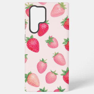 Soft Watercolor Strawberry Girly Phone Case Samsung Galaxy S22 Ultraケース