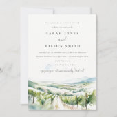 Soft Watercolor Vineyard Landscape Couples Shower 招待状 (正面)