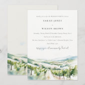 Soft Watercolor Vineyard Landscape Weekend Party 招待状 (正面/裏面)