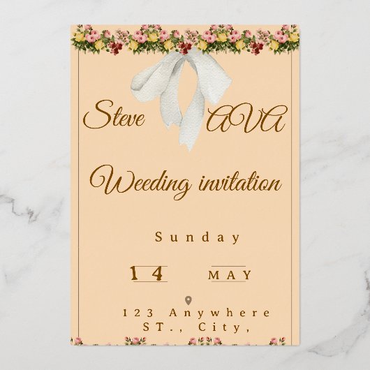 Soft Watercolor Wedding Invitation 箔招待状 (正面)