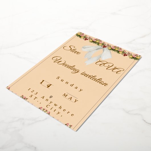 Soft Watercolor Wedding Invitation 箔招待状 (回転した状態)