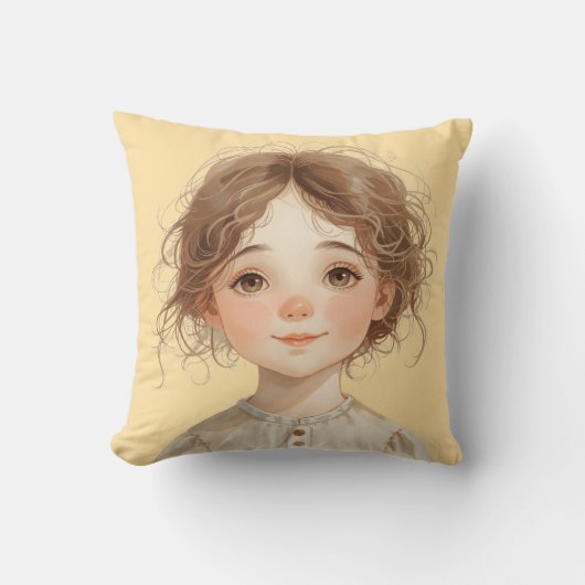 Soft Whimsy Portrait – The KindOnes Gentle Art クッション (正面)