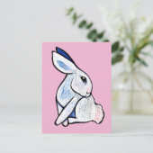 Soft White Bunny Rabbit Illustration               ポストカード (スタンド正面)