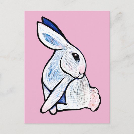 Soft White Bunny Rabbit Illustration               ポストカード (正面)