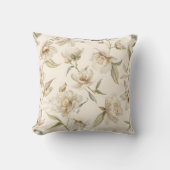 Soft White Camellia Floral Pattern クッション (正面)