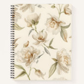 Soft White Camellia Floral Pattern ノートブック (正面)
