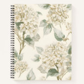Soft White Hydrangea Floral Pattern ノートブック (正面)