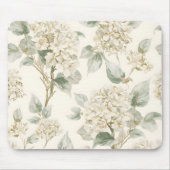 Soft White Hydrangea Floral Pattern マウスパッド (正面)