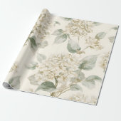 Soft White Hydrangea Floral Pattern ラッピングペーパー (アンロールド)
