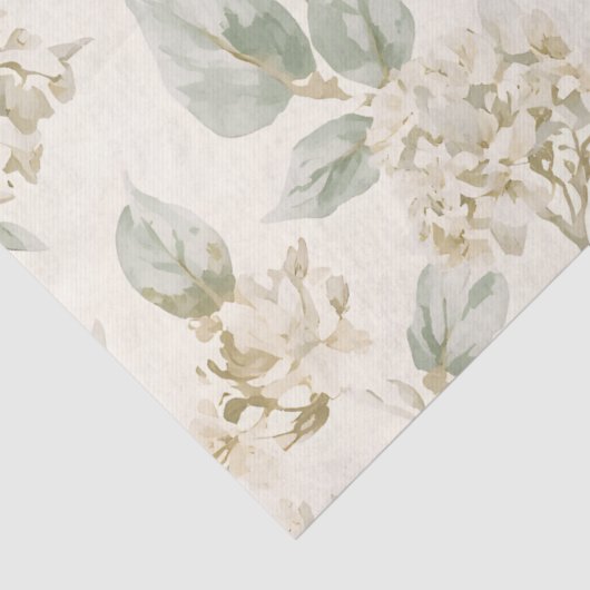 Soft White Hydrangea Floral Pattern 薄葉紙 (詳細)