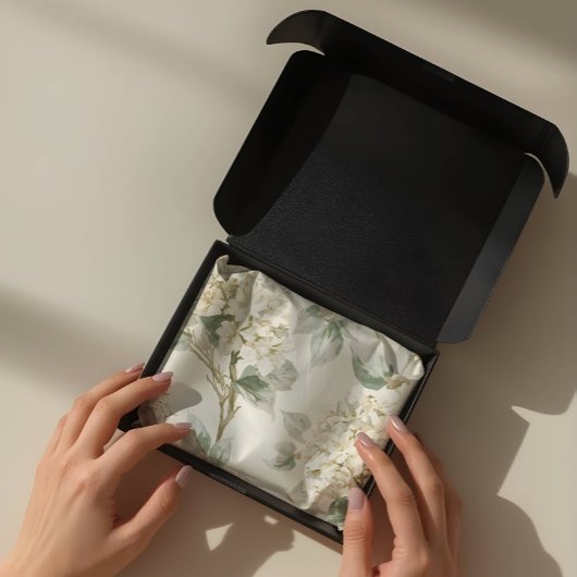 Soft White Hydrangea Floral Pattern 薄葉紙