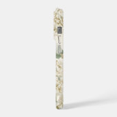 Soft White Hydrangea Floral Pattern iPhoneケース (左側面)