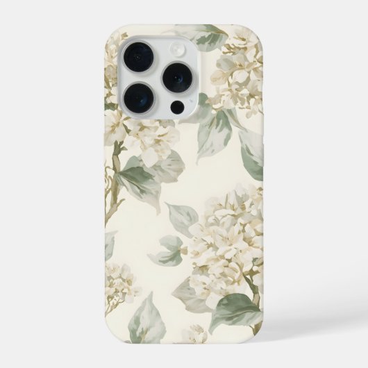 Soft White Hydrangea Floral Pattern iPhoneケース (裏面)