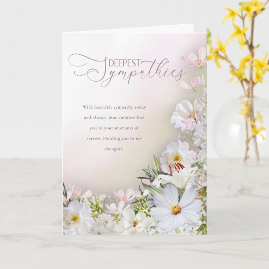 Soft White & Pastel Floral Deepest Sympathies Card カード (黄色い花)