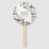 Soft White Peony with Eucalyptus Leaves Wedding ハンドファン (正面)
