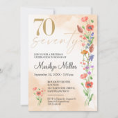 Soft Wildflower 70th Birthday For Her 招待状 (正面)