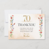 Soft Wildflower 70th Birthday Thanks サンキューカード (正面)