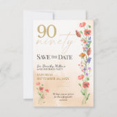 Soft Wildflower 90th Birthday for Her - Elegant セーブザデート (正面)