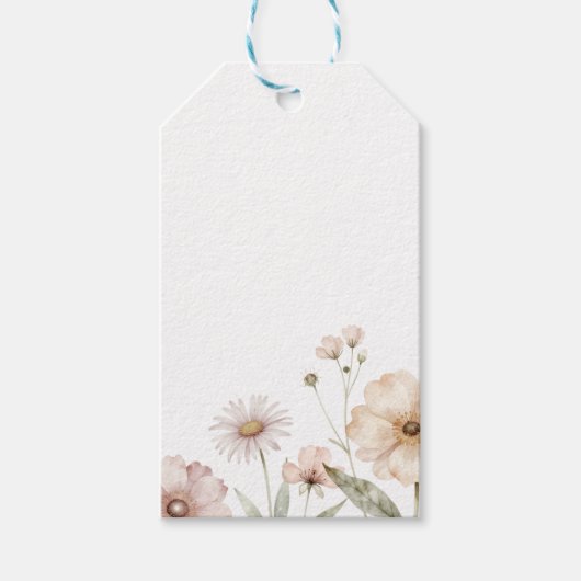 Soft Wildflower Border Watercolor Background ギフトタグ (正面)