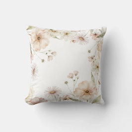Soft Wildflower Border Watercolor Background クッション