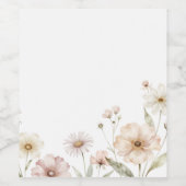 Soft Wildflower Border Watercolor Background ワインラベル (シングルラベル)